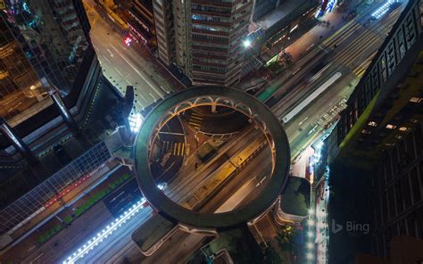 A Pedestrian Skyway In Hong Kongs Wan Chai District China