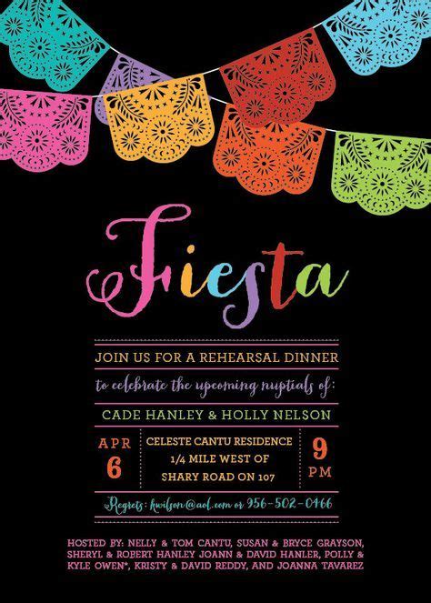 Rehearsal Dinner Invitation With Papel Picado And Mexican Decor A Brightly Colored Fiesta