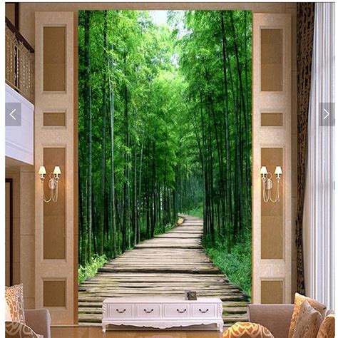 Beibehang Custom Wallpaper 3d Mural Fresh Wood Board Path Vision