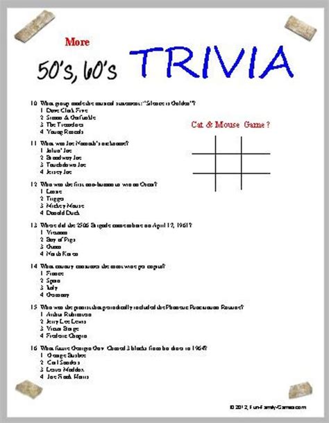 60 S Trivia Questions And Answers Printable Challenge Your Knowledge
