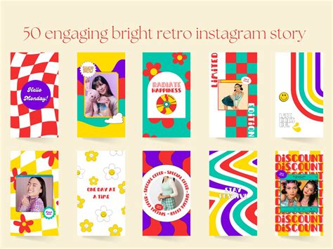 Bright Retro 70s Instagram Theme Templates Bundle Retro Etsy