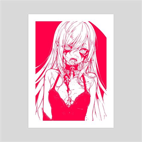 Blood Vampire Anime Girl Pink An Art Print By Deathanarchy Inprnt