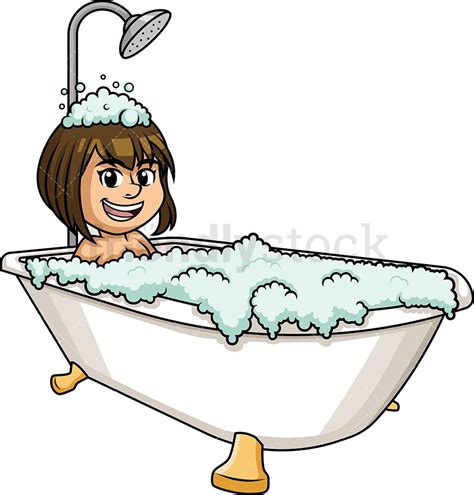 Caucasian Woman Having A Bath Cartoon Clipart Vector Friendlystock