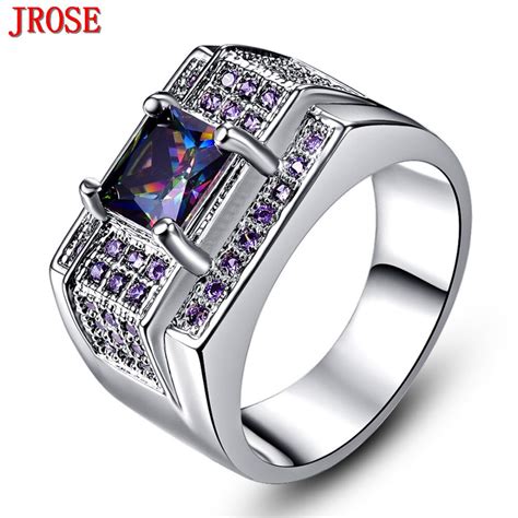 Jrose Wholesale Mysterious Created Purple And Rainbow Cz White Gold Color