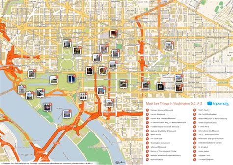 Washington Dc Tourist Attractions Map For Tourist Map Of Dc