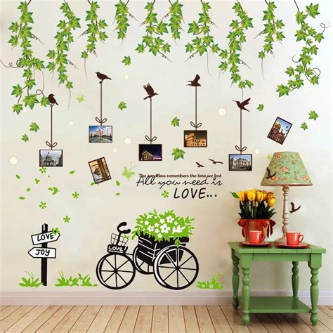 Wuxiang Warm Small Fresh Flower Rattan Living Room Wall Decorations Stickers Bedroom Bedside