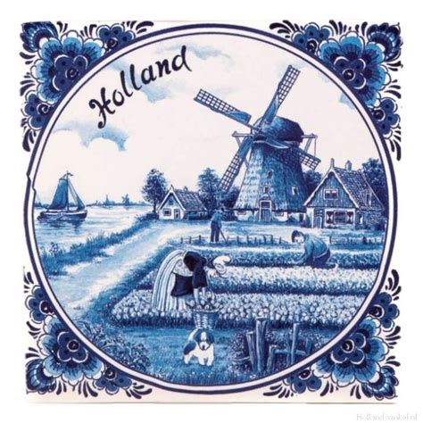 Delft Blue Tile Farm Landscape With Tulips 15 Cm Buy At Hollandwinkelnl