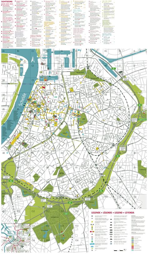 Large Scale Detailed Tourist Map Of Antwerpen City Antwerp Belgium
