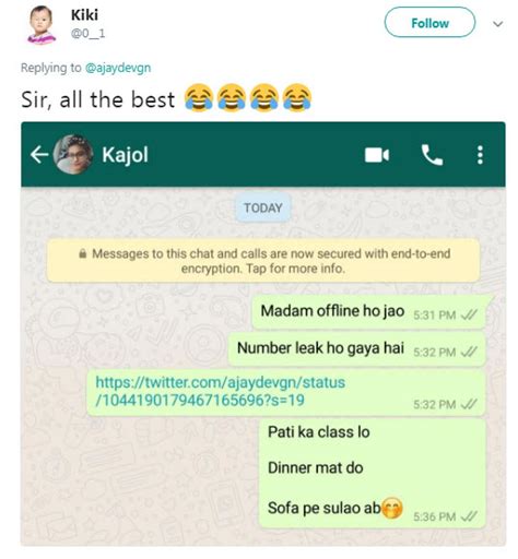 Ajay Devgn Shares Wife Kajols Whatsapp Number On Twitter As Prank Her