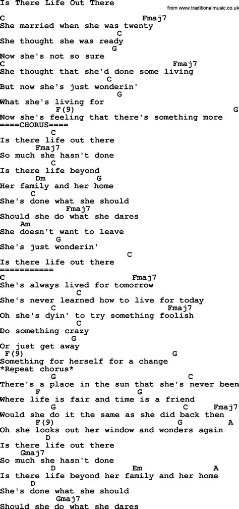 Is There Life Out There By Reba Mcentire Lyrics And Chords