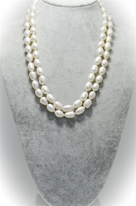 White Freshwater Pearl Necklace Long Chunky Baroque Pearl Etsy