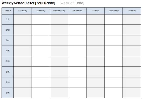 weekly calendar templates plan daily  weekly tasks
