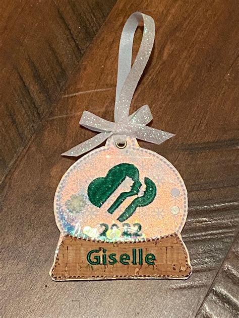 Personalized Girl Scout Snow Globe Machine Embroidered Etsy