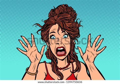 Funny Scared Woman Human Emotion Comic Stock Vector Royalty Free