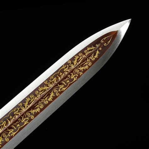 Chinese Straight Sword High Performance Manganese Steel Red Gilt