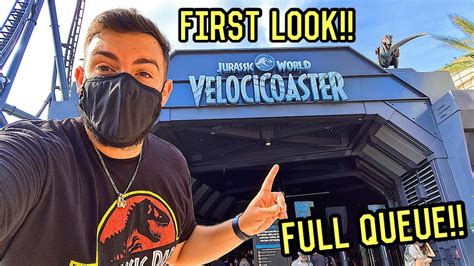 First Look Jurassic World Velocicoaster Full Queue Youtube