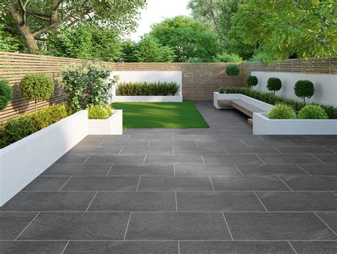 Granito Black Outdoor Matt Porcelain Slab Tiles Tiles From Tile Mountain Patio Garden Design