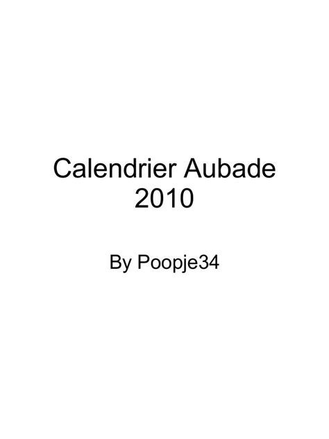 Calendrier Aubade