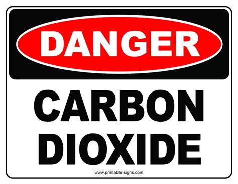 Danger Carbon Dioxide Printable Sign Printable Signs