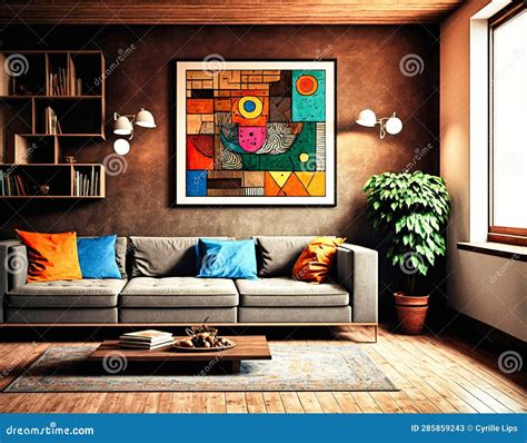 Klee S Artistic Interior - Generative Ai Stock Illustration