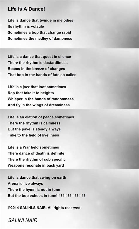 Life Is A Dance Poem By Salini Nair Poem Hunter