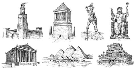 Seven Wonders Of The Ancient World Pyramid Of Giza Hanging Gardens Of