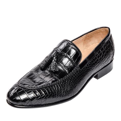 Genuine Alligator Skin Slip On Loafer Dress Shoes For Men