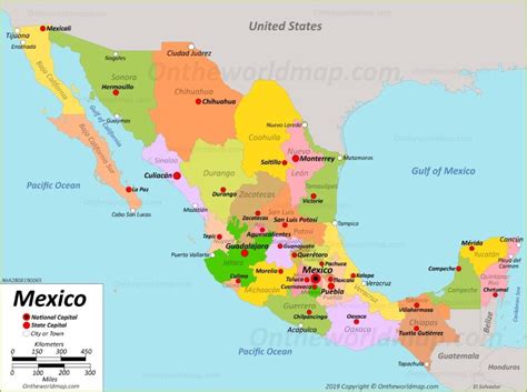 Mexico Map With States And Capitals Epektase