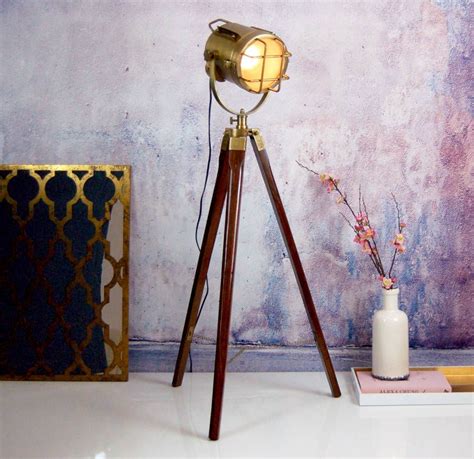 Nautical Gold Brass Standing Floor Tripod Lamp Unusual Floor Lamps