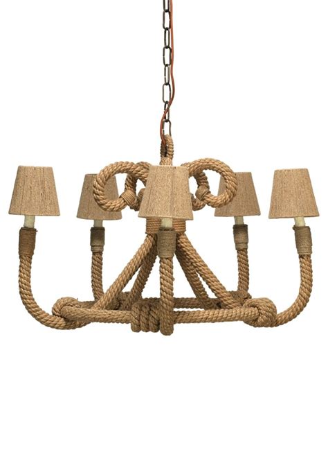 Five Light Jute Rope Chandelier Mecox Gardens