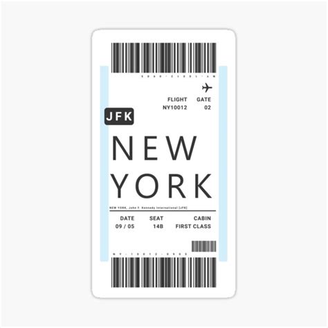 New York Boarding Pass Plane Ticket Sticker For Sale By Ind3finite Redbubble