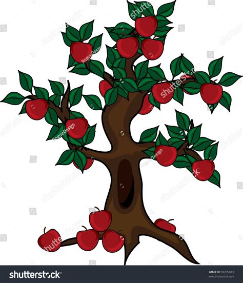 Clip Art Illustration Of An Apple Tree 99205613