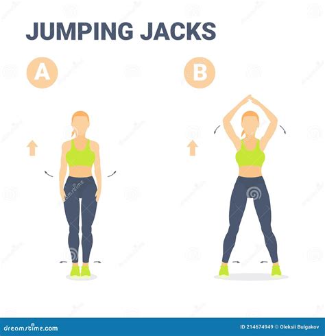 Jumping Jacks Female Home Workout Exercise Guidance Colorful Vector