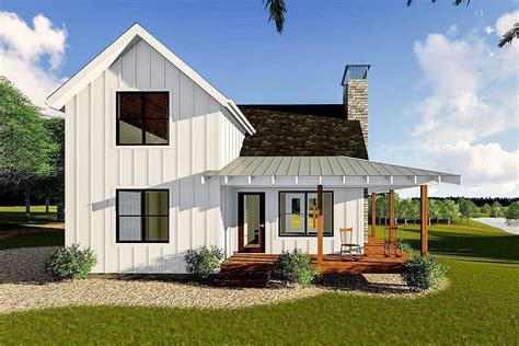 Plan 62690dj Modern Farmhouse Cabin With Upstairs Loft In 2021 Small