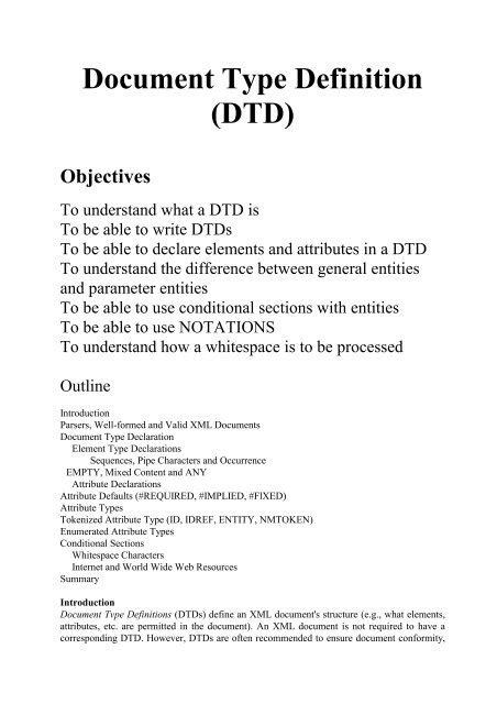 Document Type Definition Dtd Mifas