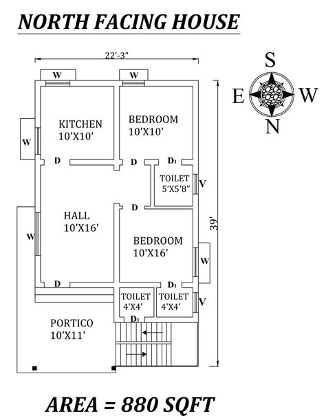 223x39 Amazing North Facing 2bhk House Plan As Per Vastu Shastra