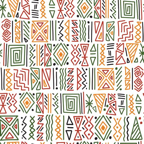 African Ethnic Tribal Clash Ornament Seamless Pattern Background