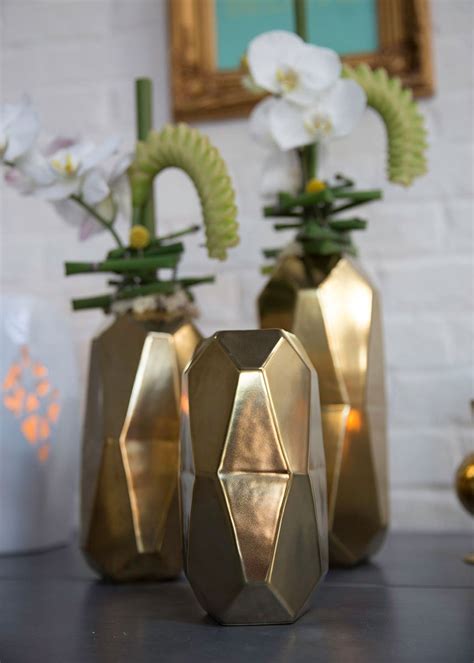 Gold Geometric Cylinder Vase Diy Wedding Centerpieces