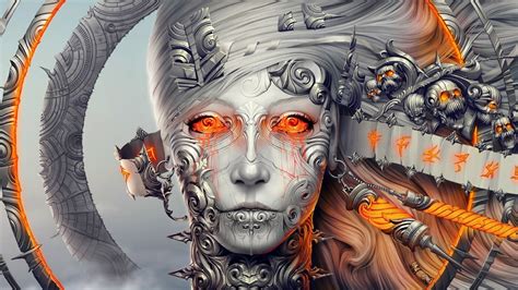 Science Fiction Androids Fantasy Girl Fantasy Art Face Digital Art