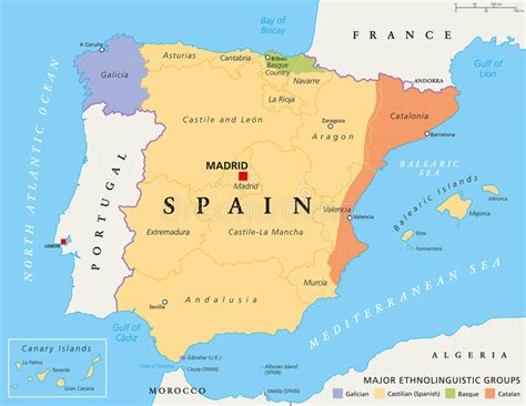 Mapa Político De Las Comunidades Autónomas De España Ilustración Del