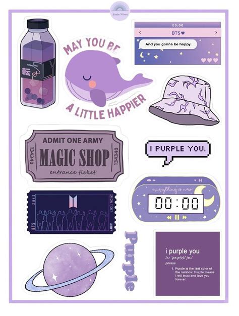 Bts Stickers Purple Aesthetic Stickers Bts Merch Eerie Vibes In