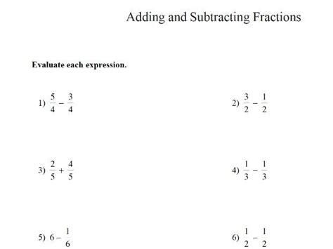 Gcse Maths Adding And Subtracting Fractions Worksheet Teaching Resources