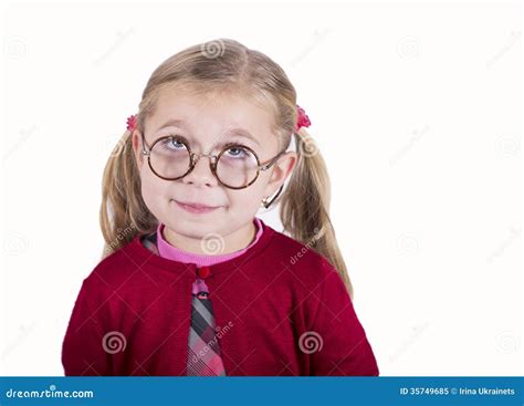 Close Up Portrait Of Little Girl Wearing Glasses Stock Image Image Of