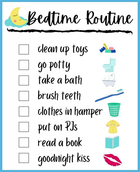 Kids Bedtime Routine Chart Printable