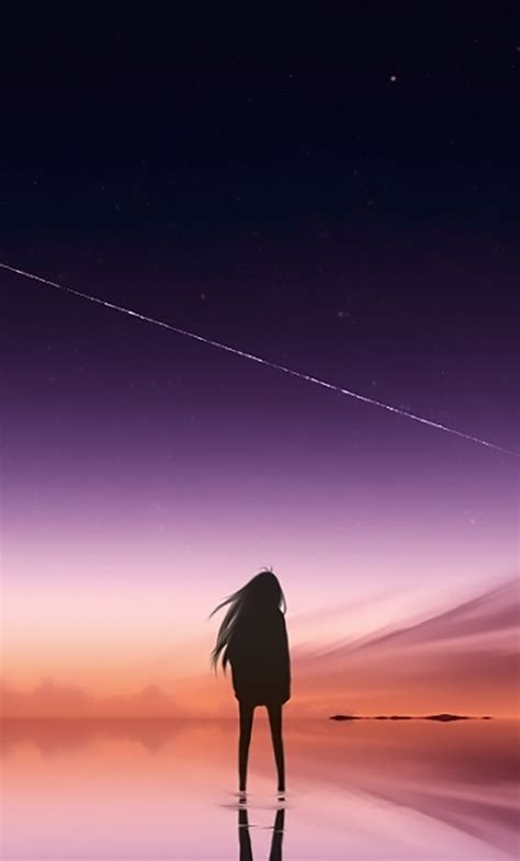 1280x2120 Anime Pink Sky Standing Alone Iphone 6 Hd 4k Wallpapers