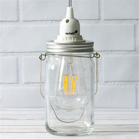 Mason Jar Pendant Light Kit Wide Mouth Clear Cord 15ft On Sale Now