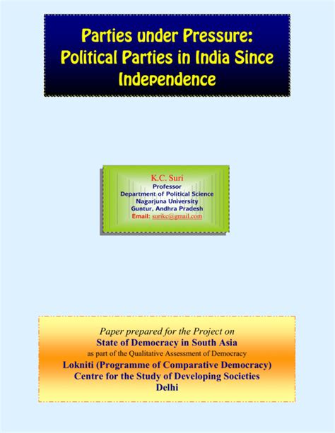 Political Parties In India Since Independence