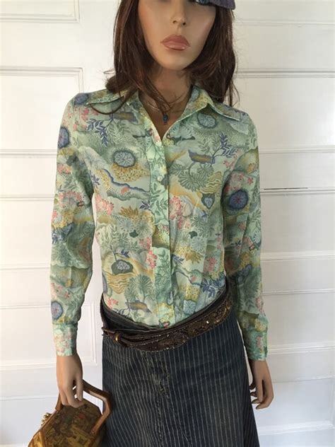 Vintage 70s Butterfly Collar Shirt 1970s Disco