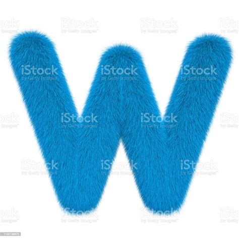 Colored Fluffy Hairy Letter W 3d Rendering Isolated On White Background