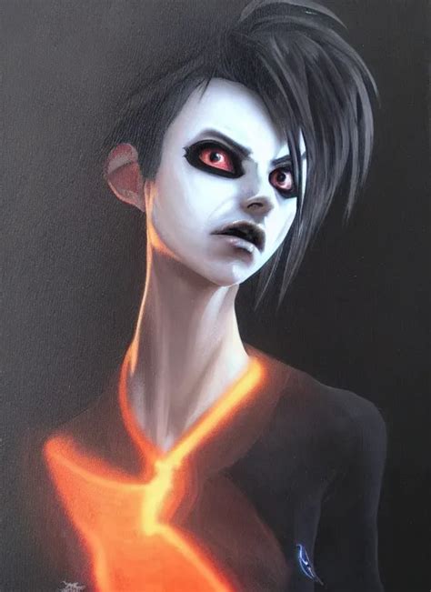 Dark Portrait Painting Of Tracer From Overwatch In Stable Diffusion